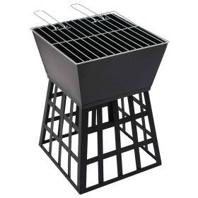 vidaXL 2-in-1 Fire Pit and BBQ 13.4"x13.4"x18.9" Steel