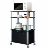 Modern 3-Shelf Kitchen Bakerâˆšâ‰ s Rack Cart on Wheels in Black Wood Finish