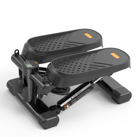 Home Office Exercise 330LBS Capacity Mini Stepper With Resistance Bands And LCD Monitor (Color: Black)