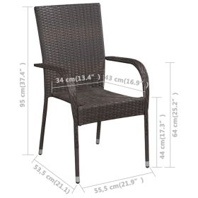 vidaXL 9 Piece Patio Dining Set Brown (Option: as picture)